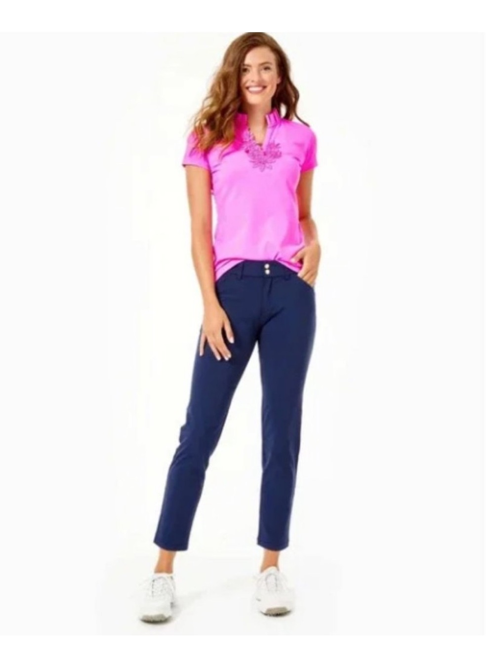 Lilly Pulitzer Luxletic Cameron Navy Skinny Performance Pants Stretch Preppy - Picture 2 of 11